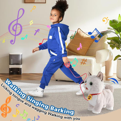 Walking Cat Set Interactive Talking Toy Kitten Repeat What You Say Robot Cat Toy for Girl Singing Dancing Touch Control with Leash Wagging Tail Nodding Plush Electric Ragdoll Kitty for Kid