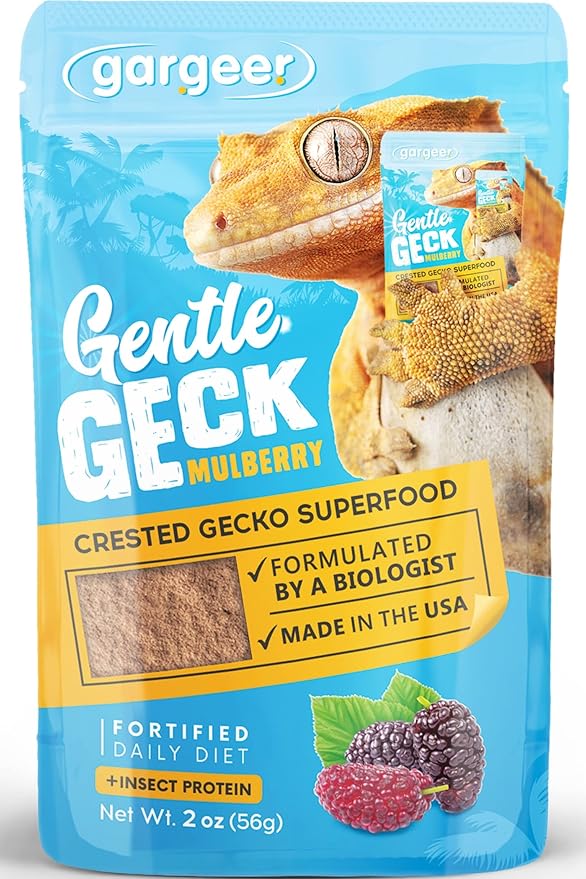 2oz Complete Crested Gecko Food Diet. Premium Mix, Ready to Use Freshly Made Powder. Unique Formula, Developed & Made in The USA. Enjoy! (Mulberry + Insects Protein)