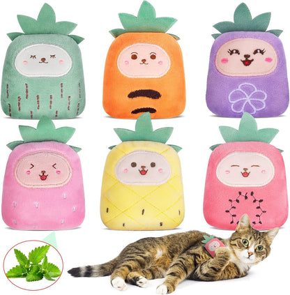 6 Pack Cat Toys Pineapple, Catnip Kitten Toys for Indoor Cats Kitty, Interactive Cat Nip Chew Kicker Toy for All Pet Breed