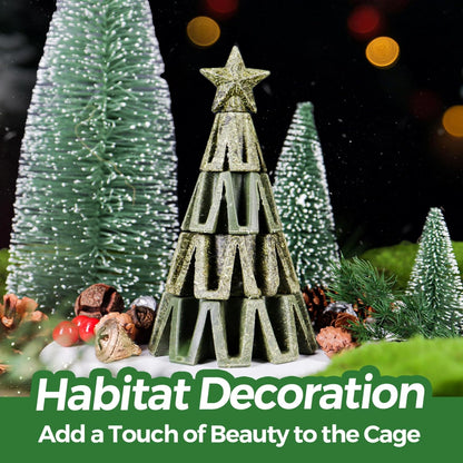 TEEWY Christmas Tree Guinea Pig Toys, Natural Vegetables, Fruits and Timothy, Hamster Chew Toys for Teeth, Guinea Pig Toys Enrichment, Small Animal Chew Toys for Chinchilla, Hamster, Rat, Gerbil