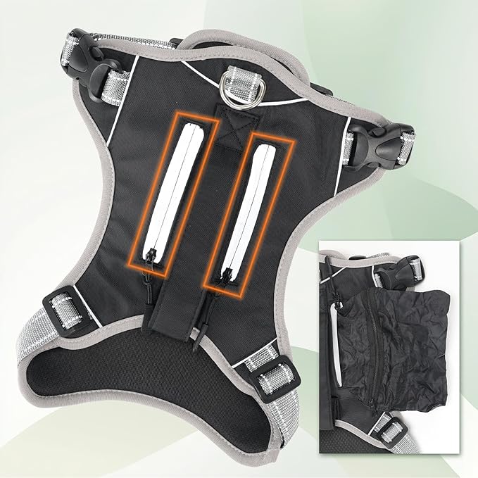 Dog Vest Harness, No Pull Vest with Handle, Training for Walking, Running, Dog Harness Medium Size Fits Neck 18-21 Inch and Chest 20-26 Inch, Black Adjustable Service Dog Vest with 2 Pocket, M