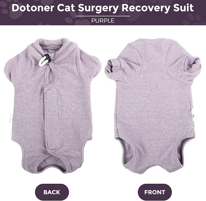 Dotoner Cat Surgery Recovery Suit for Female Male Anti-Licking Pet Surgical Pajamas Long Sleeve Prevent Shedding Cat Spay Recovery Suit&E Collar Alternative Bodysuit for Cats
