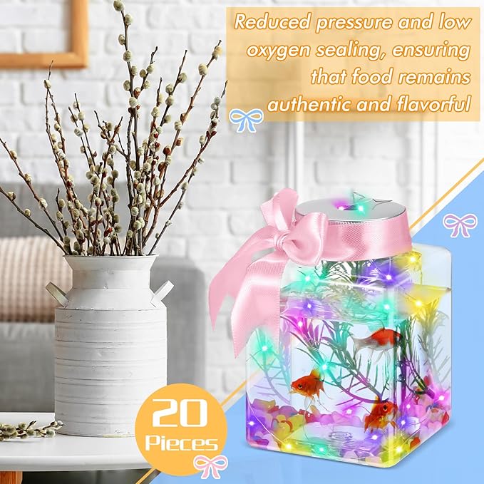 Domensi 20 Pcs 17oz LED Plastic Fish Bowls Ivy Bowls 3'' Glowing Vases Unbreakable Plastic Fish Tank Clear Shatterproof Aquarium for Carnival Game Accessory Home Party