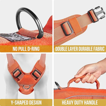 OneTigris No Pull Tactical Dog Harness for Small Medium Dogs, Double Layer Mesh Durable Service Dog Vest Harness COMET'S Tail Training Breathable with Handle