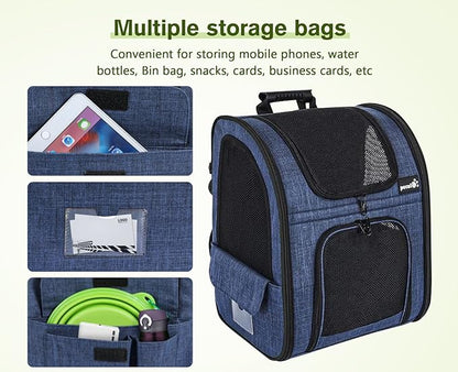 Pecute Pet Carrier Backpack, Dog Carrier Backpack, Expandable with Breathable Mesh for Small Dogs Cats Puppies, Pet Backpack Bag for Hiking Travel Camping Outdoor Hold Pets Up to 17 Lbs