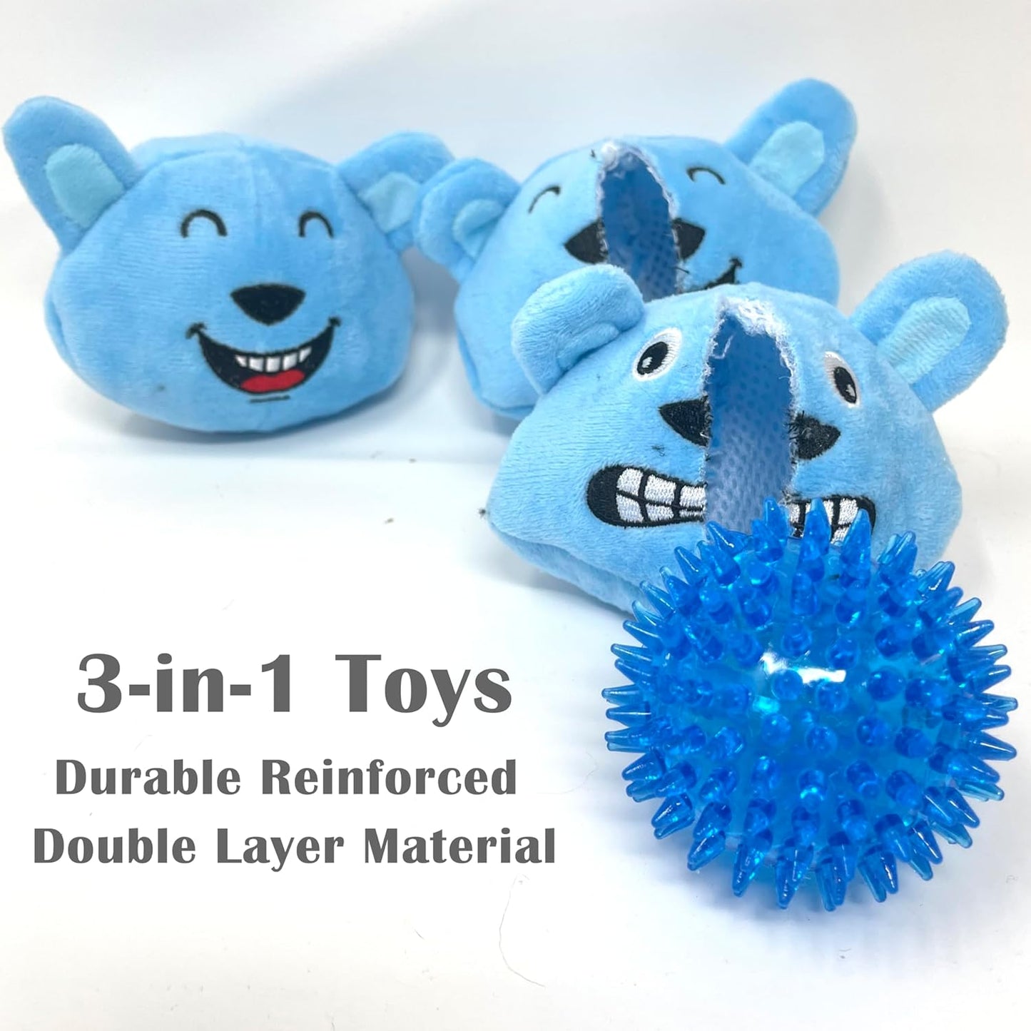 Jalousie Dog Squeaky Toys Value Set Non-Toxic Squeaky Balls Toss Fetch TPR Rubber Puppy Toys Spikey Dog Chew Toy for Small Medium Breed Pet Toys for Puppy (Panda N' Rabbit)