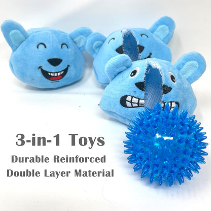 Jalousie Dog Squeaky Toys Value Set Non-Toxic Squeaky Balls Toss Fetch TPR Rubber Puppy Toys Spikey Dog Chew Toy for Small Medium Breed Pet Toys for Puppy (Panda N' Rabbit)