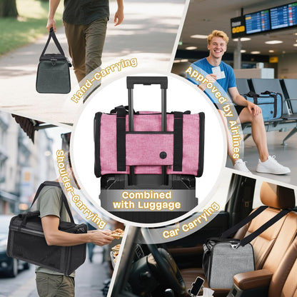 YUDODO 25 lbs Lightproof Soft Sided Pet Carrier for Large Cat & Small Dog Airline Approved Travel Puppy Carrier with Side Pockets & Reflective Mesh, Foldable Portable for Outdoor Car Grey Green