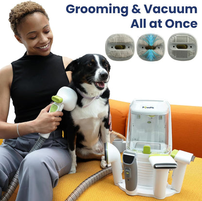 Professional Dog Grooming Vacuum Kit, Dogs & Cats, Direct Handheld Control, 7 Grooming Tools, Deshedding and Dematting for Grooming, Large 2.2L Dust Bin, UL, HEPA Filter