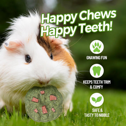 TEEWY Cookie Guinea Pig Toys, Natural Vegetables, Fruits and Timothy, Hamster Chew Toys for Teeth, Hamster Chews for Guinea Pig, Gerbil, Chinchilla and Rat, 3PCS