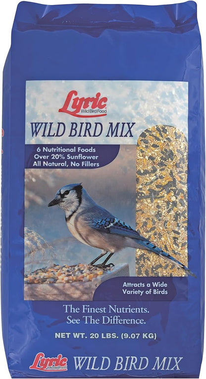 Lyric Wild Bird Mix - Wild Bird Food for Outside Feeders - Attracts Doves, Jays and many more - 20 lb. Bag