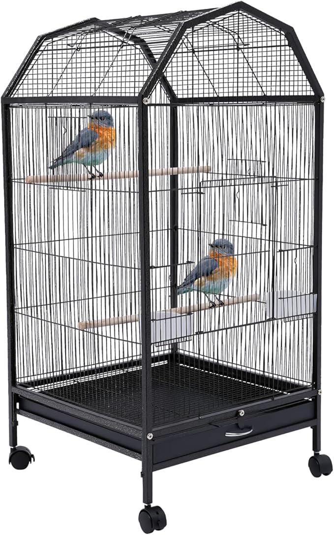 Parakeet Manor Bird Cage Metal Large Bird Cage Pet Bird Flight Cages with Rolling Stand for Parrot Lovebirds Finches Canaries Parakeets Cockatiels Budgie Parrotlet Conures