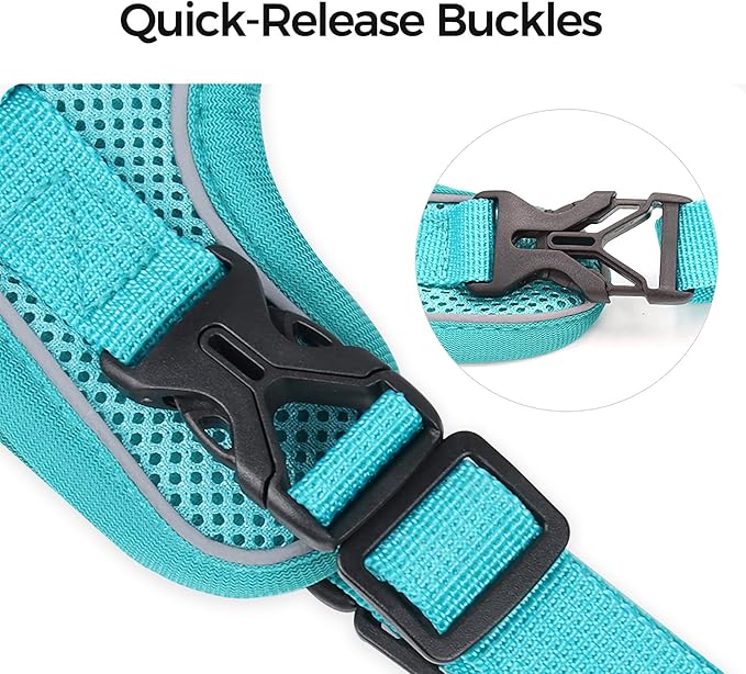 Cat Harness and Leash Set Escape Proof Tactical Extra Large Kitten Harness Emotional Support Cat Vest, Turquoise, XL