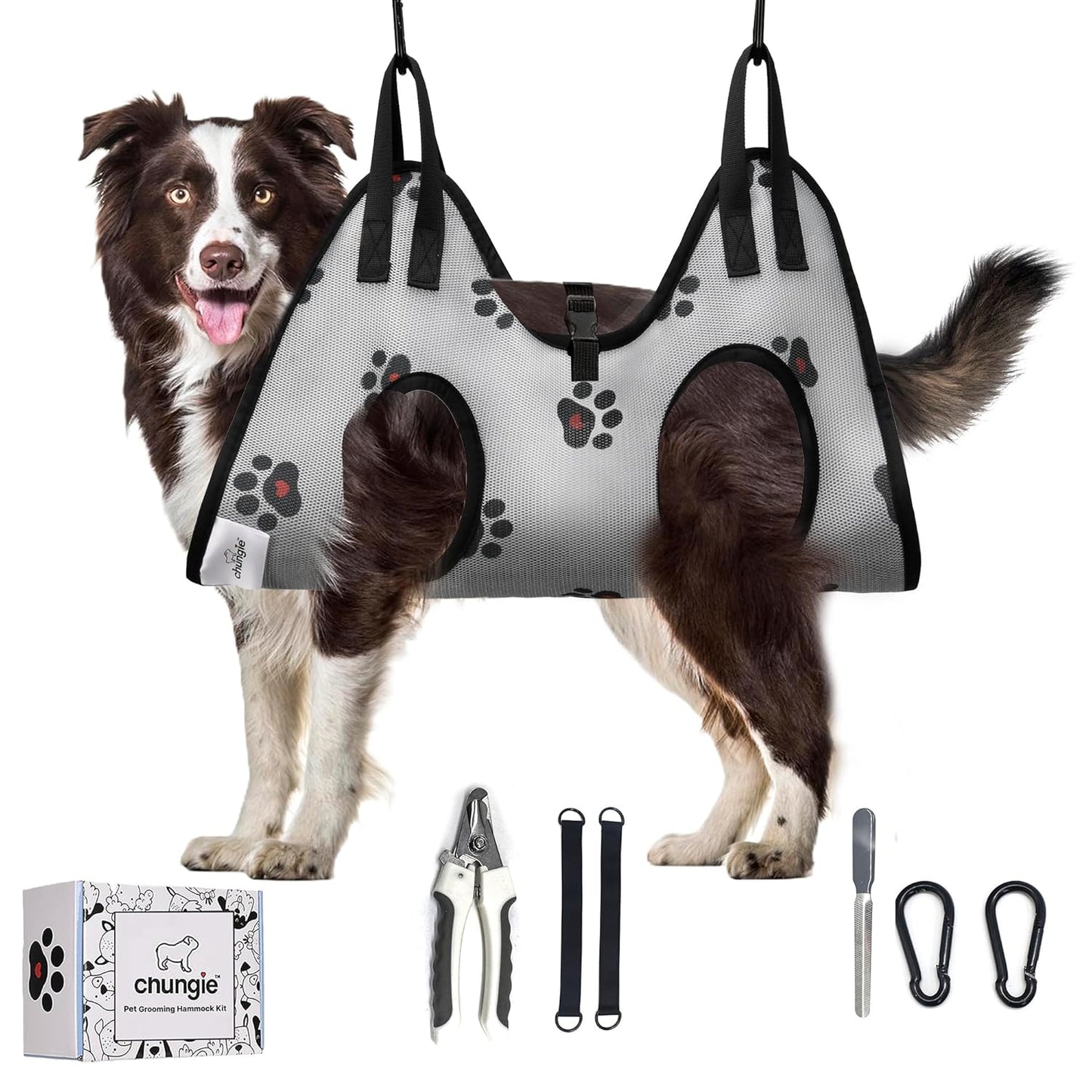 Dog Grooming Hammock for Large Dogs – Dog Restraint for Nail Trimming with Pet Nail Clipper – Dog Sling for Grooming, Dog Hammock for Nail Cutting & Grooming Harness (Legs Spacing:13-16”)/Max W:60lb)