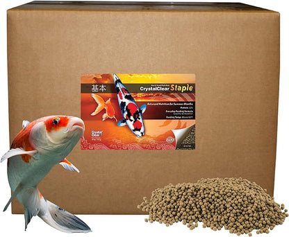 CrystalClear Staple Pond Fish Food for Healthy Koi & Goldfish, Protein Packed Floating Pellets for Summer Nutrition, Easy Digestion, 40 Pound Bucket