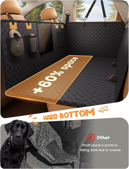 Lamicall Dog Car Seat Cover for Back Seat - [Upgraded Anti-Ripped] Back Seat Extender for Dogs Hard Bottom, Waterproof Dog Hammock for Car with Mesh Window, Pet Backseat Protector SUV & Small Truck XL