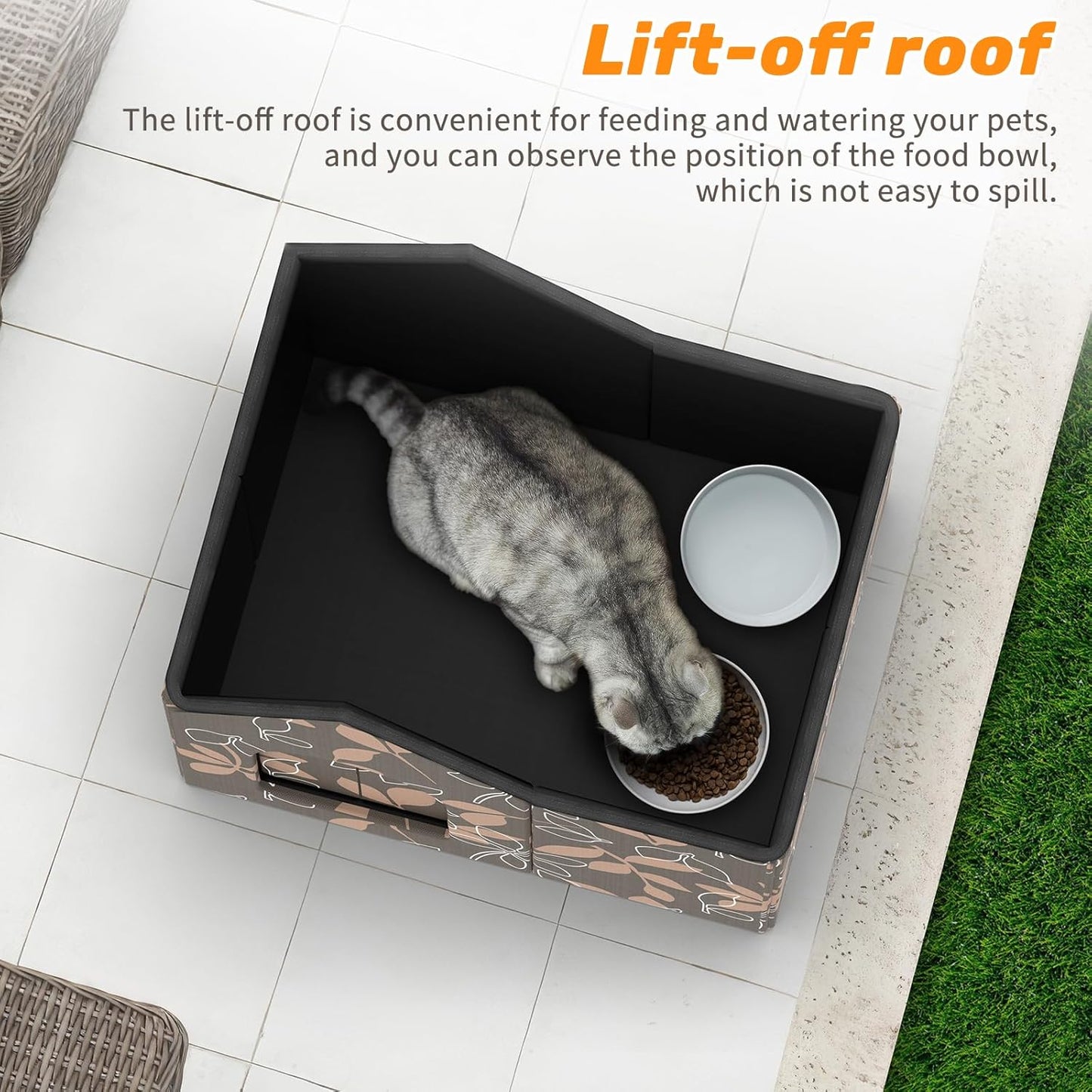 Outdoor Cat House Weatherproof, Large Feral Cat House for Winter, Collapsible Outdoor Cats Shelter in Winter with Door and Soft Mat, Easy to Assemble (Brown)