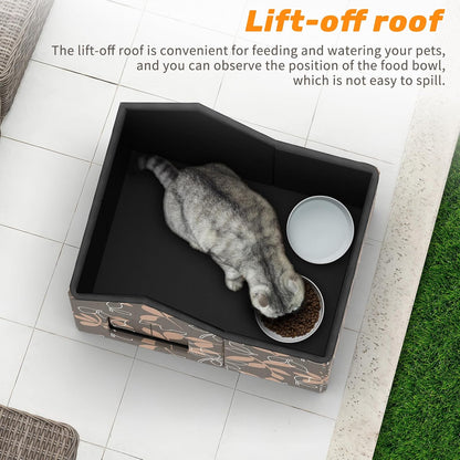 Outdoor Cat House Weatherproof, Large Feral Cat House for Winter, Collapsible Outdoor Cats Shelter in Winter with Door and Soft Mat, Easy to Assemble (Brown)