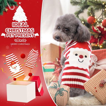 PETCARE Santa Dog Sweater Christmas Funny Cute Red Striped Cat Sweater Vest Pet Holiday Dog Clothes Puppy Sweaters for Small Medium Large Dogs Cats Fall Winter Outfits Xmas Dogs Costume,Small