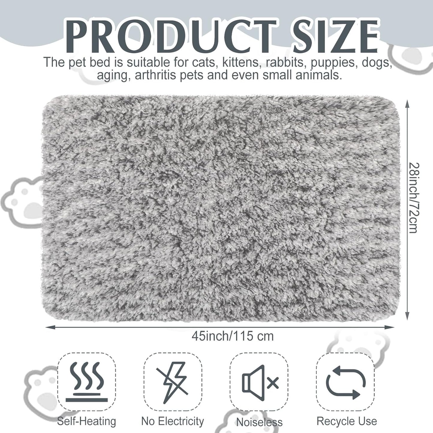 4 Pack Self Warming Cat Pads Self Heating Cat Mat Washable Homeless Dogs Thermal Pads Kennel Pad Reflects Body Heat Warm Crate Bed Mat for Indoor Outdoor Pet(Gray,45 x 28 Inch)