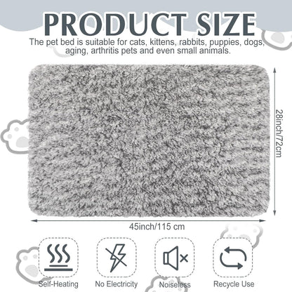 4 Pack Self Warming Cat Pads Self Heating Cat Mat Washable Homeless Dogs Thermal Pads Kennel Pad Reflects Body Heat Warm Crate Bed Mat for Indoor Outdoor Pet(Gray,45 x 28 Inch)