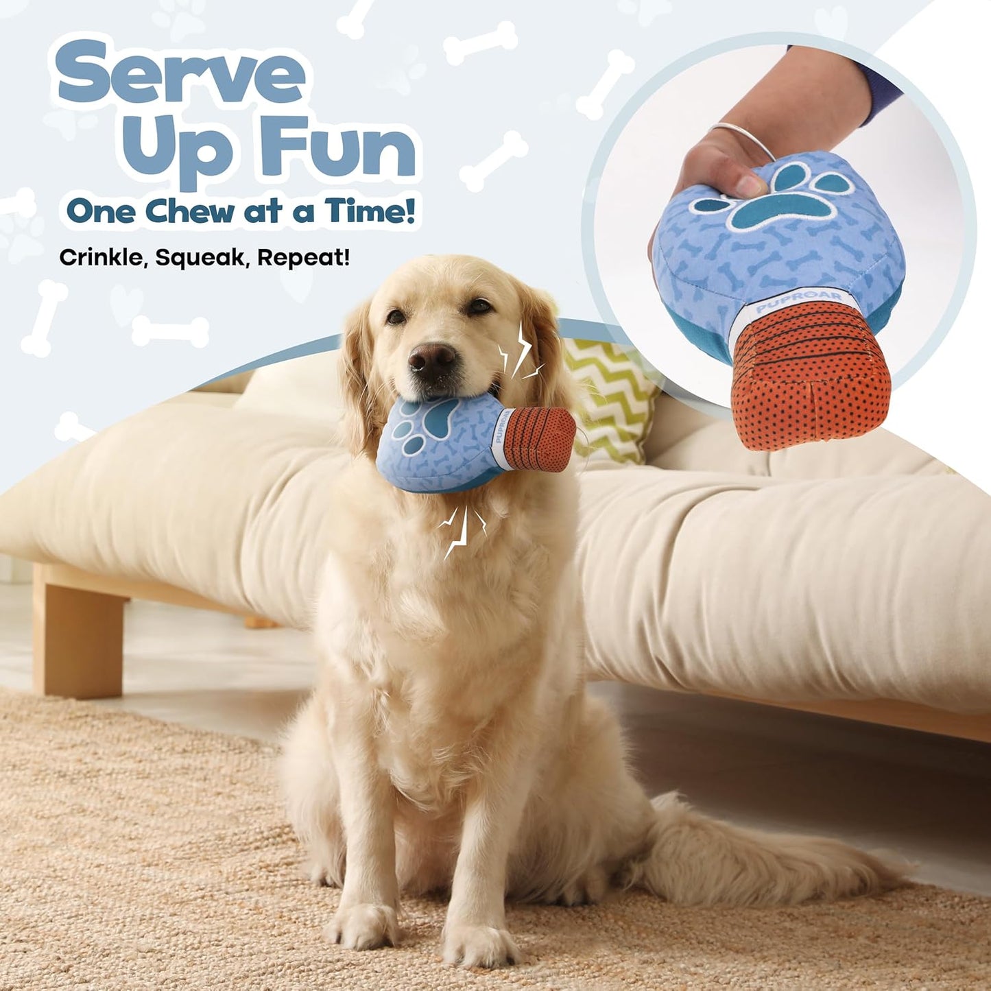 Pickleball Dog Toy – Christmas & Birthday Dog Toy Present & Pickleball Gift, Plush Pickle Ball Paddle with Interactive Squeaker & Crinkle, Funny Puppy Gift & Stocking Stuffer