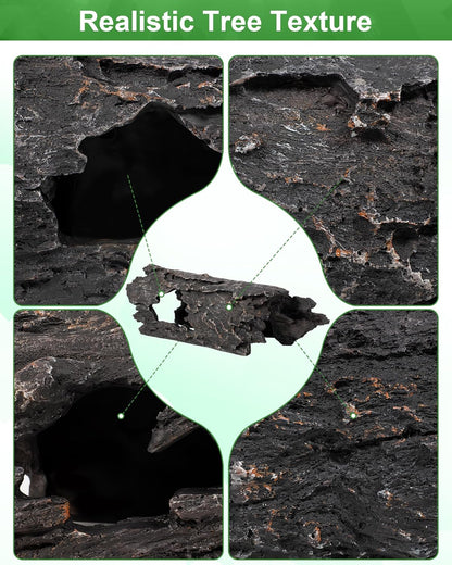 TRUVIC Fish Tank Decorations - Aquarium Large Cave Decor, Resin Hollow Tree Trunk Reptile Hide & Betta Log Hideout for 55 Gallon Tank, Fish Accessories Shelter Cave