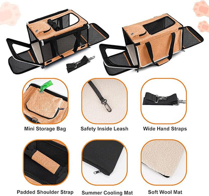 Dog Carry Bag for Puppy Pet Soft-Shell Portable Kennel Crate for 0-15 lbs Foldable Pomeranian Travel Cage Tea Cup Yorkie Carrier Purse Indoor Carrying Case Cat Supply Melon Tiny Dog Melon