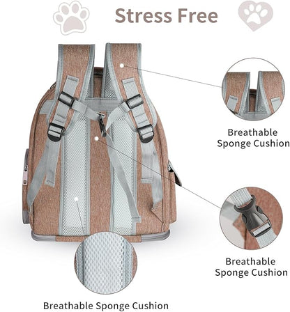 Cat Backpack Carrier for Cats and Small Dogs, Breathable Cat Bubble Backpack, Airline Approved Pet Travel Carrier for Hiking Camping Outdoor(Khaki)