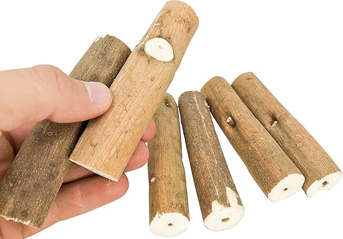 Bonka Bird Toys 1211 Pk6 Natural Bark Sola Sticks, 6-Pack, 3" Long, 1.25" Diameter, Soft Chew and Foraging Toy for Birds, Parrots, Parakeets, Cockatiels, Lightweight, Natural, Safe, Eco-Friendly