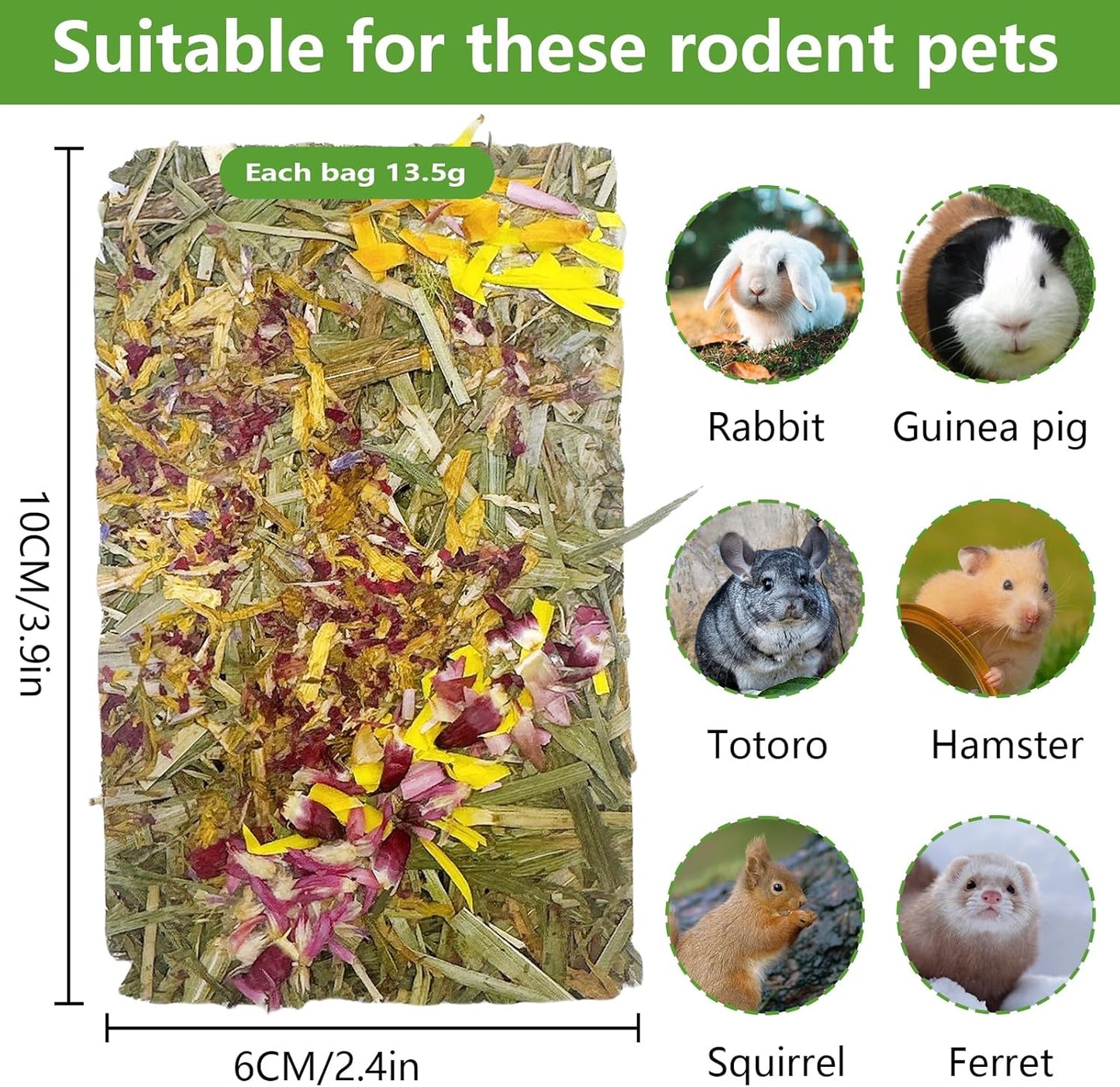 Hamiledyi Rabbit Chew Toys 15 Pieces Natural Timothy Hay Chips Chew Treats with Herbal Floral Scent for Rabbit Guinea Pig Hamster Chinchilla