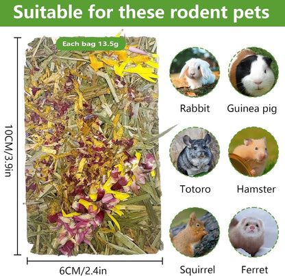 Hamiledyi Rabbit Chew Toys 15 Pieces Natural Timothy Hay Chips Chew Treats with Herbal Floral Scent for Rabbit Guinea Pig Hamster Chinchilla