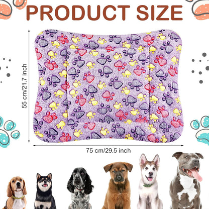 Tuanse 4 Pack Ultra Soft Dog Cat Bed Mat with Cute Prints Reversible Fleece Dog Crate Kennel Pad Cozy Washable Thickened Hamster Guinea Pig Pet Bed Mat for Small Animals(30 x 22 Inches,Vivid Color)