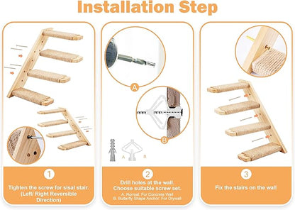 Cat Wall Furniture Set, 2PCS Cat Shelves & 2PCS 4 Steps Wall Shelves Stairs Tower Climbing Scratching Perches for Climbing Sleeping, Playing