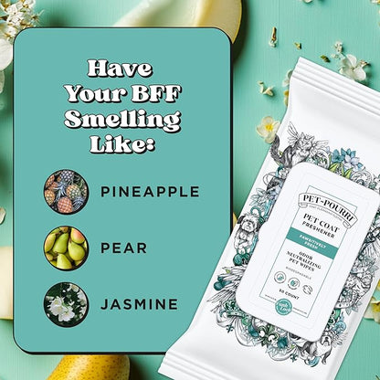Poo-Pourri Pawsitively Fresh Deodorizing Pet Wipes – Quick Cleaning Wipes for Dogs & Cats – Plant Based Ingredients – Vet Recommended – Cleaner Odor Remover Wipes for Paw, Fur & Skin Soothing