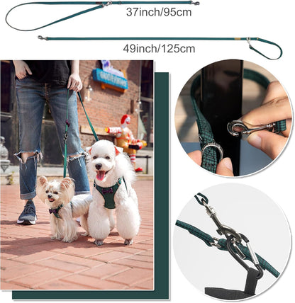 Puppytie No Pull Dog Harness with Multifunction Dog Leash,Soft Adjustable No Choke Escape Proof Pet Harness Vest for Medium Dogs,Plaid Green,M