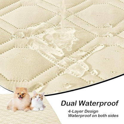 hyha Waterproof Dog Bed Blanket, Soft Pet Blankets, Waterproof Couch Cover for Dogs, Reversible Sofa Covers Washable for Furniture (40x50 Inch, Beige/Beige)