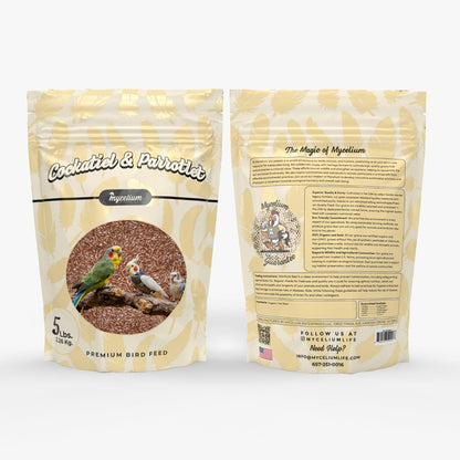 Mycelium Premium Flax Seed – Organic, Non-GMO, High Nutritional Value Bird Food for Cockatiels and Parrotlets, Sourced from Local USA Farms, Sustainable Farming, 5 lbs