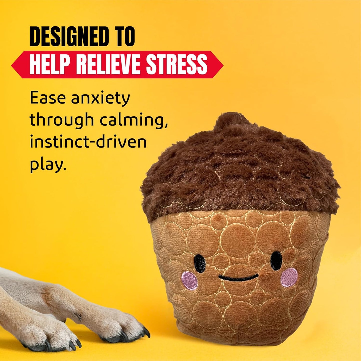 Bite Force -Durable & Strong Dog Toy Cheeky Acorn with Squeaker, Kevlar-Reinforced for Aggressive Chewers for Small Medium Large Dogs - Brown.