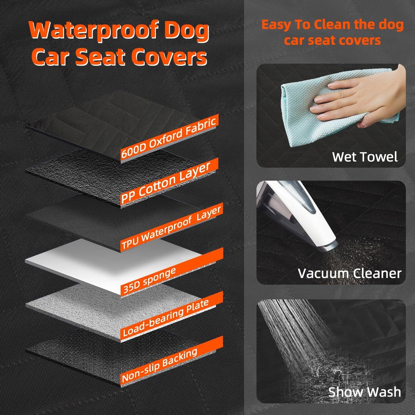 MIROZO Back Seat Extender for Dogs, 600D Heavy Durable Car Seat Cover for Dogs Seat Cover with Door Protectors for Traveling with Pets,Large Space Dog Travel Bed with 5-Fold Bottom for Truck