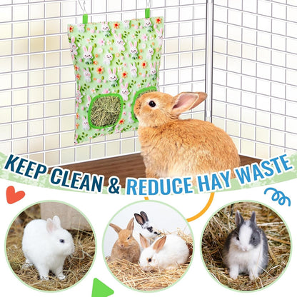 UPINS 2 Pack Rabbit Hay Feeder, Guinea Pig Hay Bag for Guinea Pig Cage Hay Feeder for Bunny Rabbits Animals Small Pets and Chinchillas Hamsters