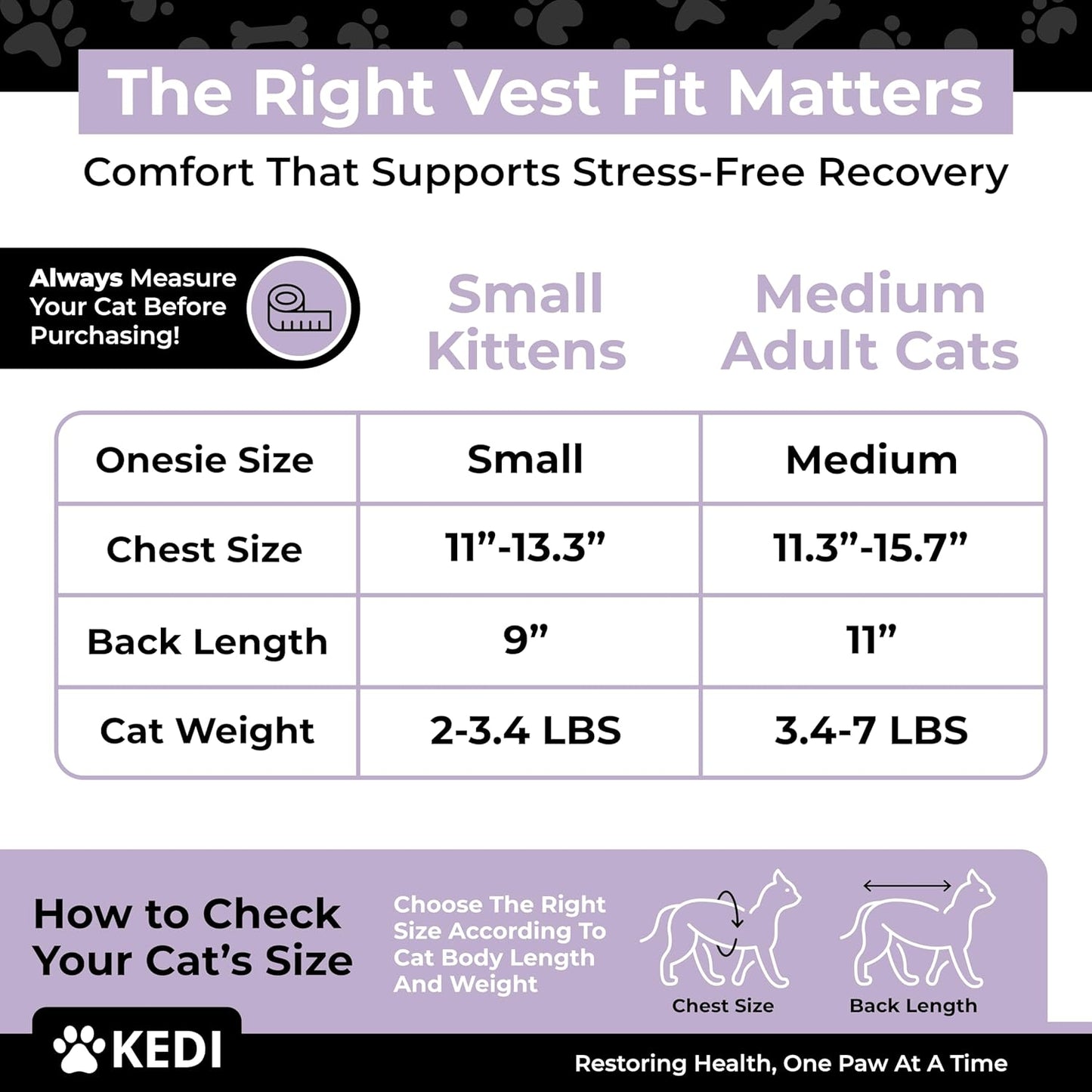 Cat Recovery Cone Kit Post Surgical Soft Pet Vest, Collar, and Non-Irritating Protection Cone for Cats - Comfortable Injury Care Solution (Black with White Paws, Medium)