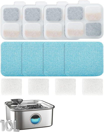 oneisall 4Set Filters for for 10L/338oz/2.64Gal Stainless Steel Dog Water Fountain