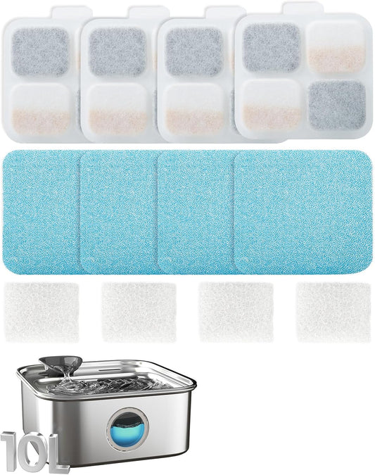 oneisall 4Set Filters for for 10L/338oz/2.64Gal Stainless Steel Dog Water Fountain