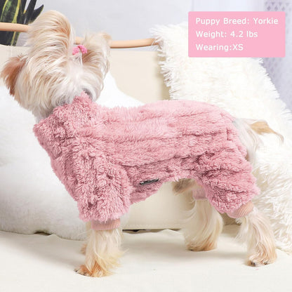 Dog Sweater for Small Dogs, XXS Dog Sweaters Turtleneck Doggie Pajamas Jumpsuits, Small Doggy Clothes Girl Boy, Cold Weather Puppy Onesie Outfits Yorkie Chihuahua Apparel, Pink, XXS