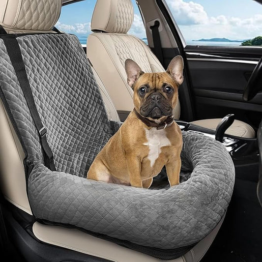Sephyroth Dog Car Seat for Small/Medium Dogs, Washable Pet Travel Safety Seat, Super Soft Removable, Fits All Cars (Gray)