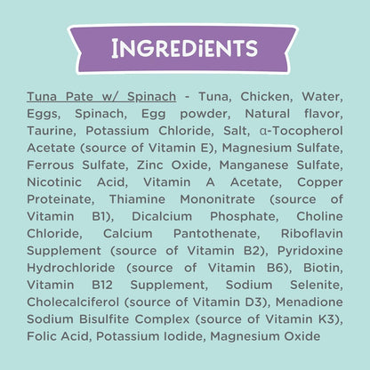 LOVE, NALA - Natural Adult Cat Wet Food - Pate Tuna with Spinach Recipe- Grain Free, Non-GMO, Lean Protein, Iron, Digestive Fiber Blend, Added Minerals & Vitamins - 12 Pack 2.4 lbs.