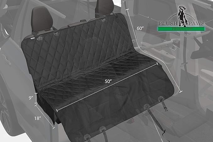 Plush Paws Products Premium Rear Car Seat Protector w/ Hammock | Washable & Waterproof Back Seat Dog Cover for Car, Truck, & SUV | Nonslip, Tear Resistant Pet Seat Cover | Small Tan