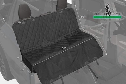 Plush Paws Products Premium Rear Car Seat Protector w/Hammock | Washable & Waterproof Back Seat Dog Cover for Car, Truck, & SUV | Nonslip, Tear Resistant Pet Seat Cover | Small Black