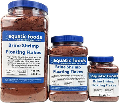 Aquatic Foods Inc. Brine Shrimp Flakes for All Freshwater & Marine Fish, 2oz